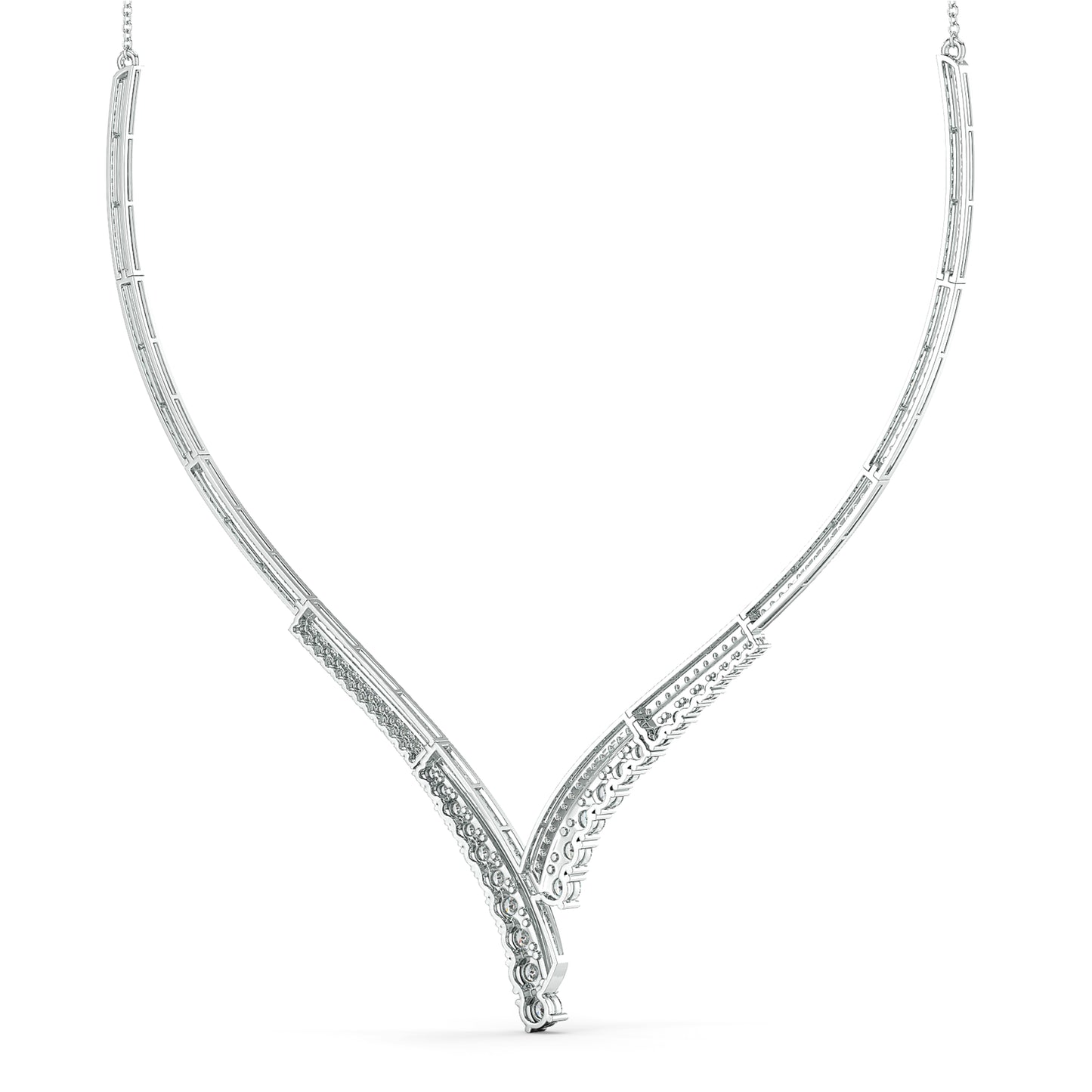 IRIS ROUND CUT LAB GROWN DIAMOND STUDDED STATEMENT NECKLACE, GOLD