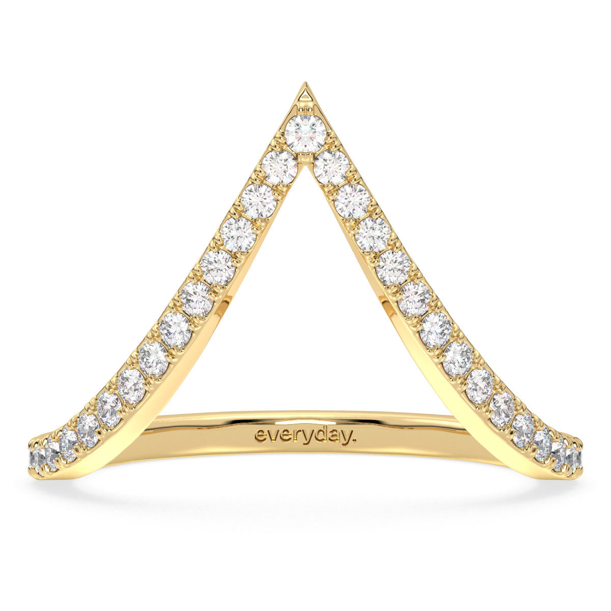 CLARETTE CLASSIC LAB GROWN DIAMOND CHEVRON TRENDY WANKI RING, GOLD