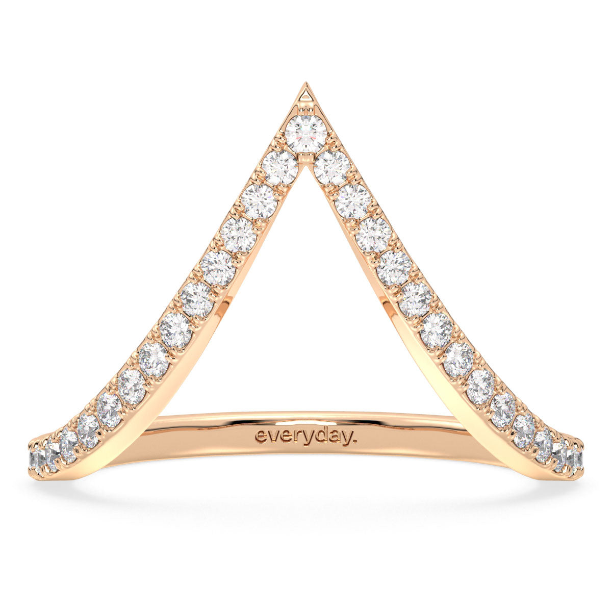 CLARETTE CLASSIC LAB GROWN DIAMOND CHEVRON TRENDY WANKI RING, GOLD