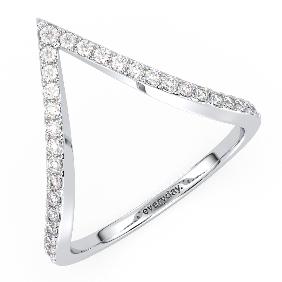 CLARETTE CLASSIC LAB GROWN DIAMOND CHEVRON TRENDY WANKI RING, GOLD