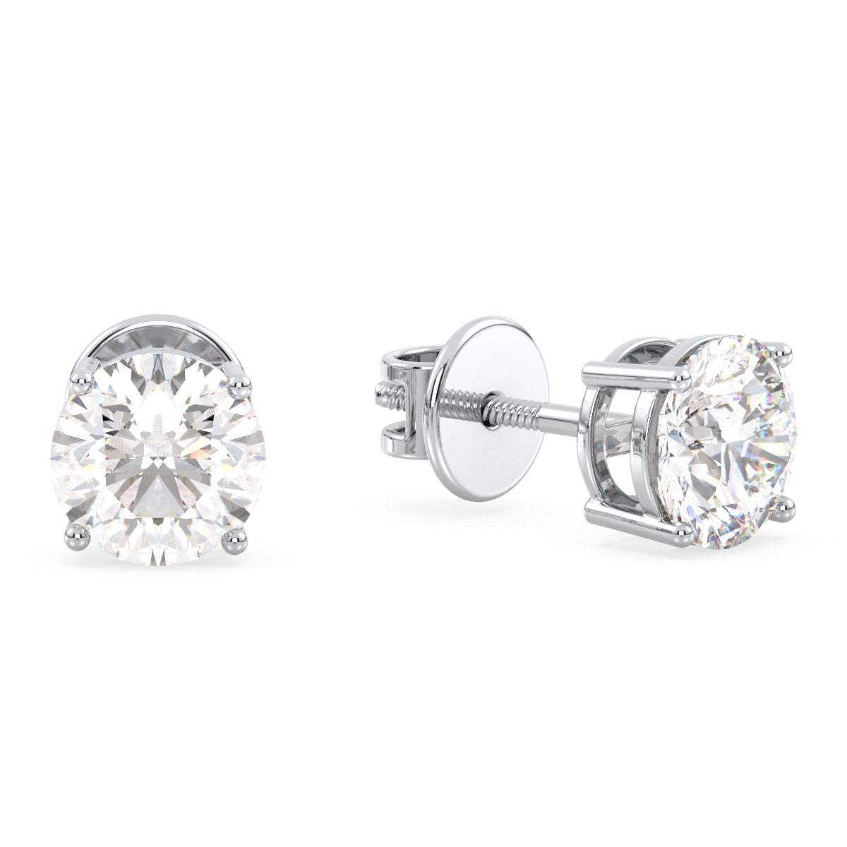 SOPHIA ROUND CUT LAB GROWN DIAMOND SOLITAIRE EAR STUDS, GOLD