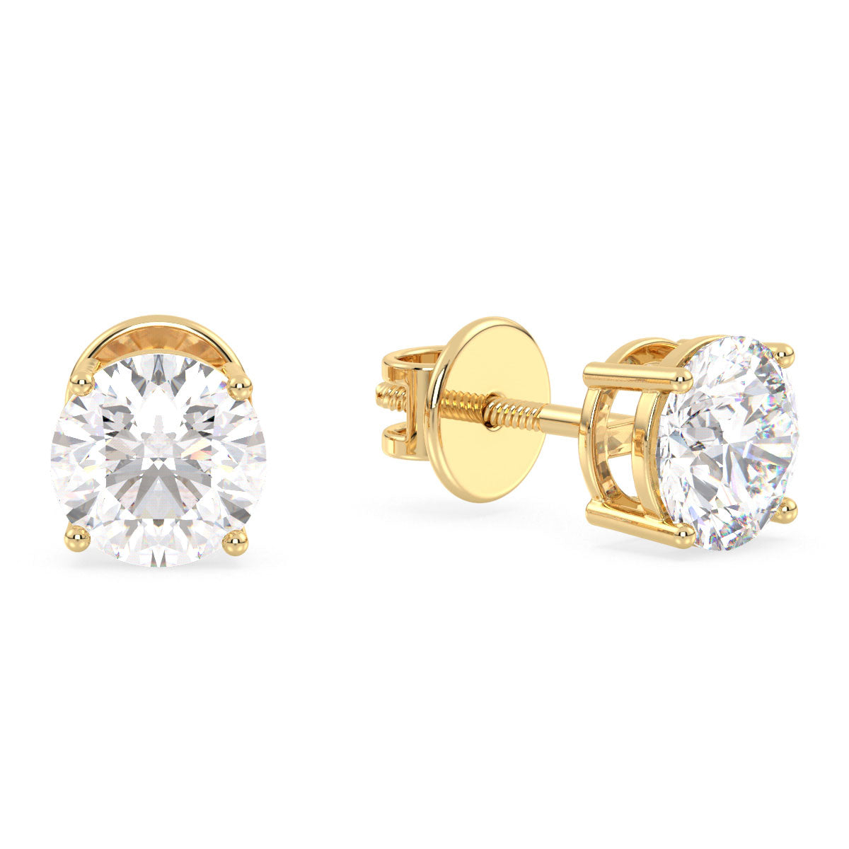 SOPHIA ROUND CUT LAB GROWN DIAMOND SOLITAIRE EAR STUDS, GOLD