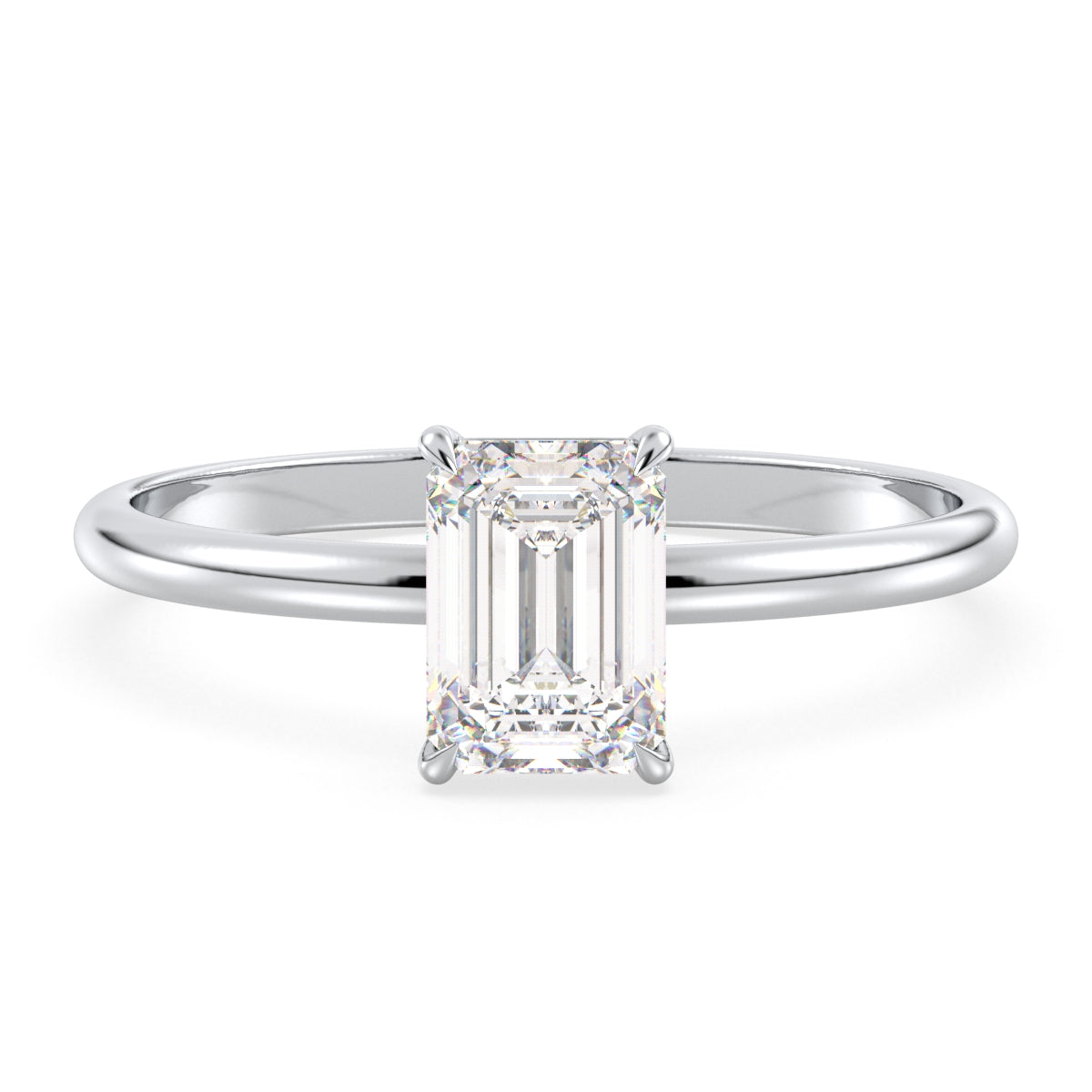 KATE EMERALD CUT LAB GROWN DIAMOND SOLITAIRE ENGAGEMENT CLASSIC RING, GOLD