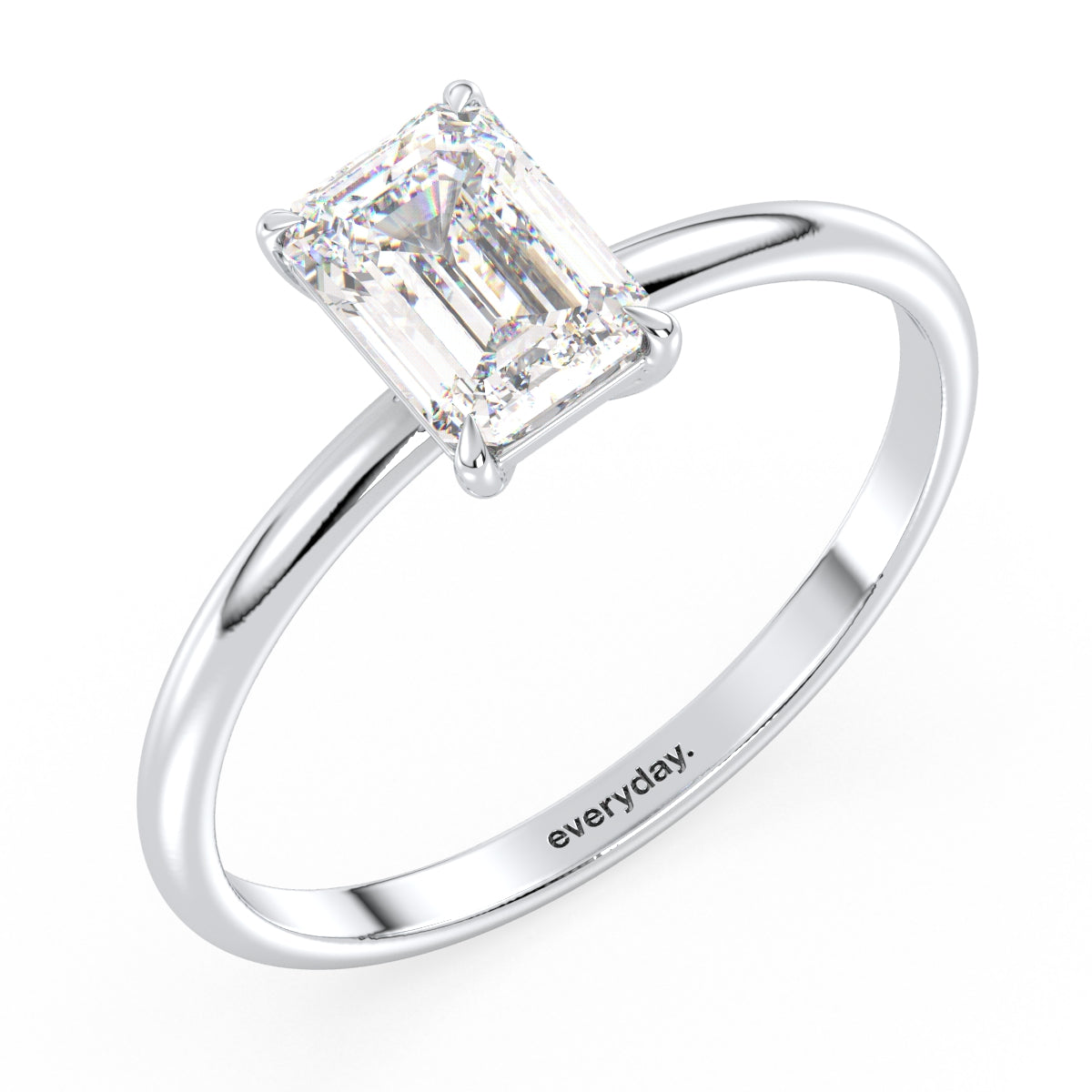 KATE EMERALD CUT LAB GROWN DIAMOND SOLITAIRE ENGAGEMENT CLASSIC RING, GOLD