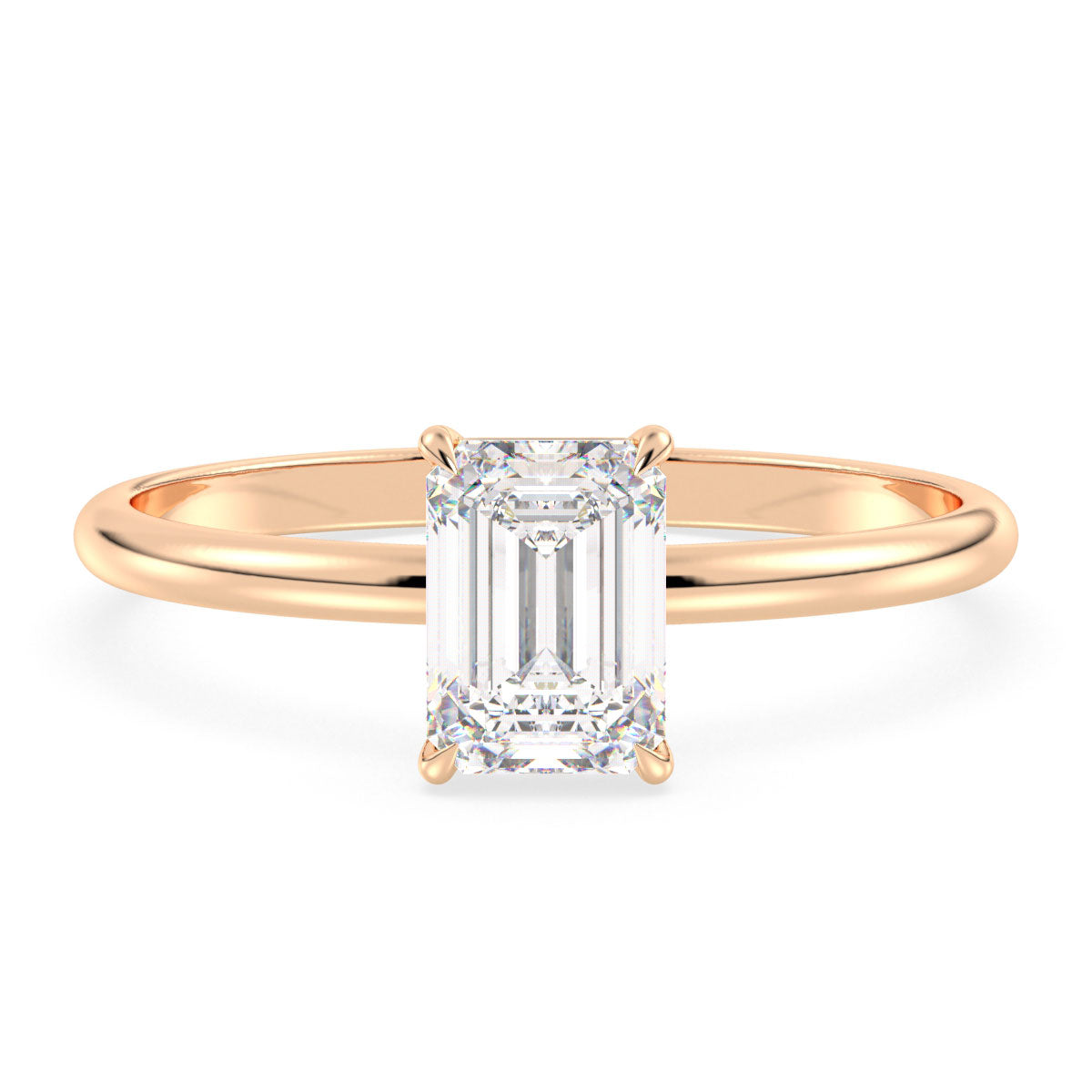 KATE EMERALD CUT LAB GROWN DIAMOND SOLITAIRE ENGAGEMENT CLASSIC RING, GOLD