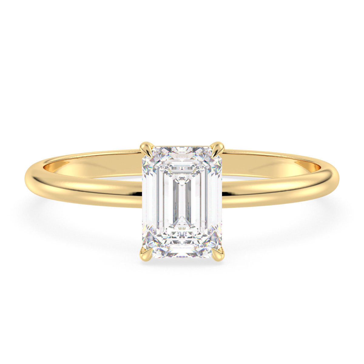 KATE EMERALD CUT LAB GROWN DIAMOND SOLITAIRE ENGAGEMENT CLASSIC RING, GOLD