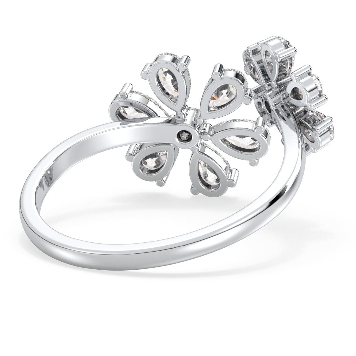 MARGUERITE LAB GROWN DIAMOND SIX PETAL FLOWER COCKTAIL ENGAGEMENT RING, GOLD