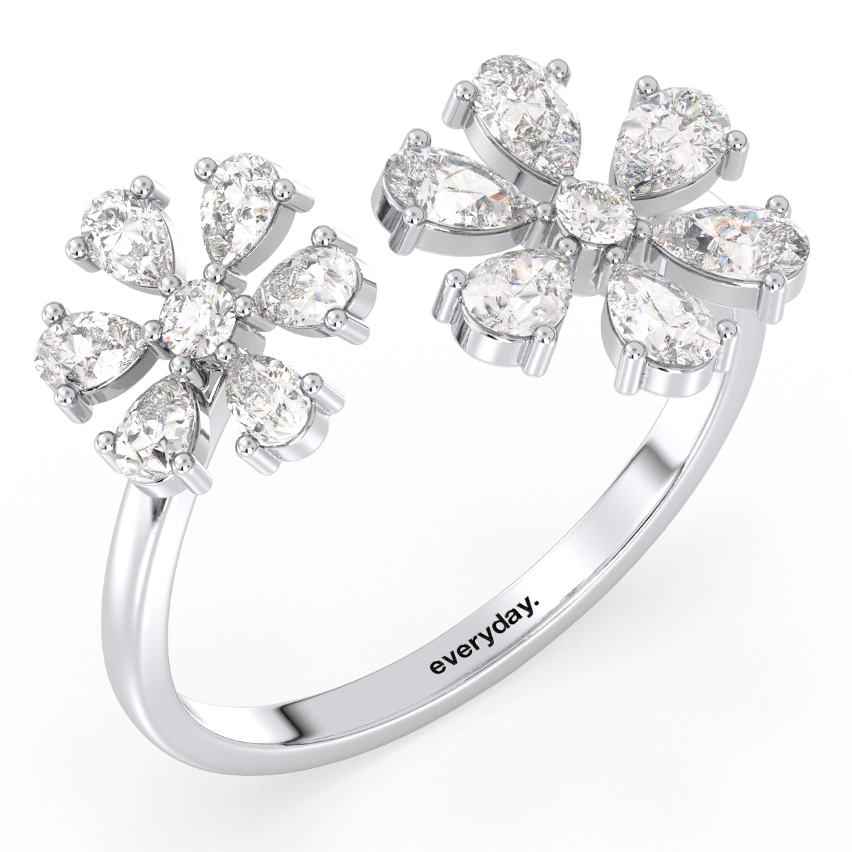 MARGUERITE LAB GROWN DIAMOND SIX PETAL FLOWER COCKTAIL ENGAGEMENT RING, GOLD