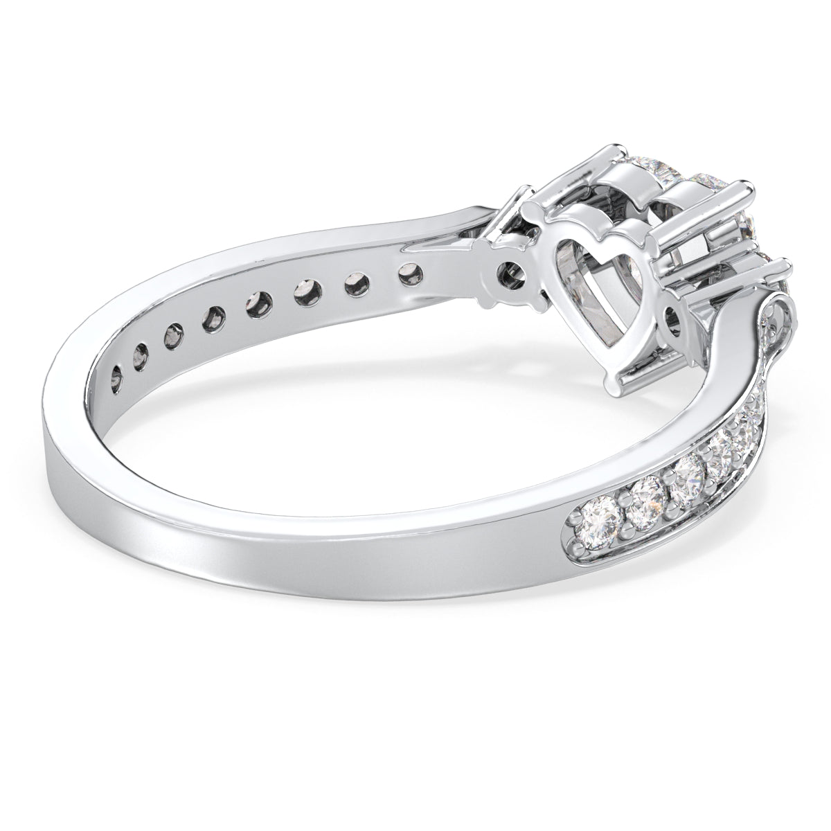 CLEMENCE VALENTINE LOVE HEART CUT LAB GROWN DIAMOND SOLITAIRE RING WITH STUDDED SHANK, GOLD