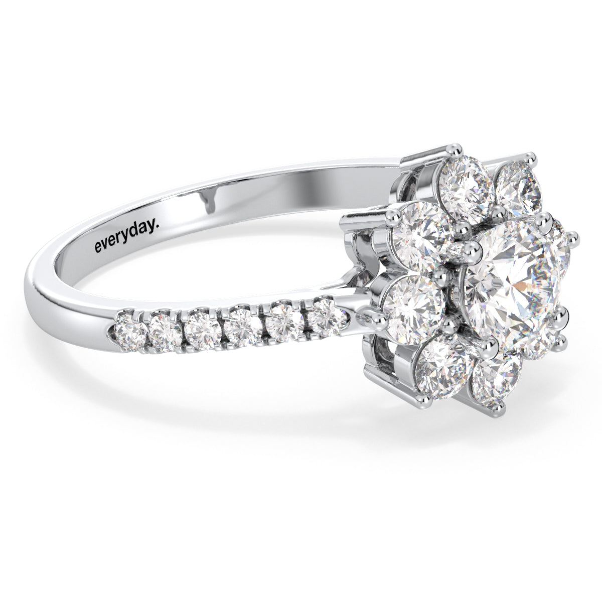 SOPHIA ROUND CUT LAB GROWN DIAMOND SOLITAIRE ENGAGEMENT RING ENCIRCLED WITH DIAMONDS, GOLD