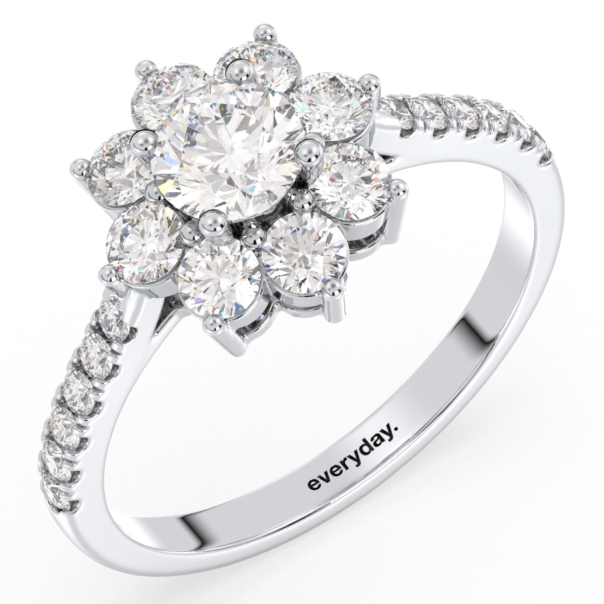 SOPHIA ROUND CUT LAB GROWN DIAMOND SOLITAIRE ENGAGEMENT RING ENCIRCLED WITH DIAMONDS, GOLD