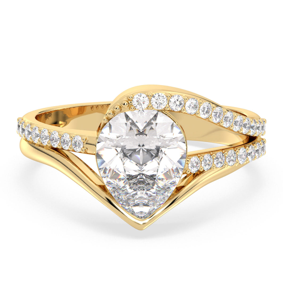 MARGUERITE ELEVATED PEAR CUT LAB GROWN DIAMOND SOLITAIRE ENGAGEMENT RING, GOLD