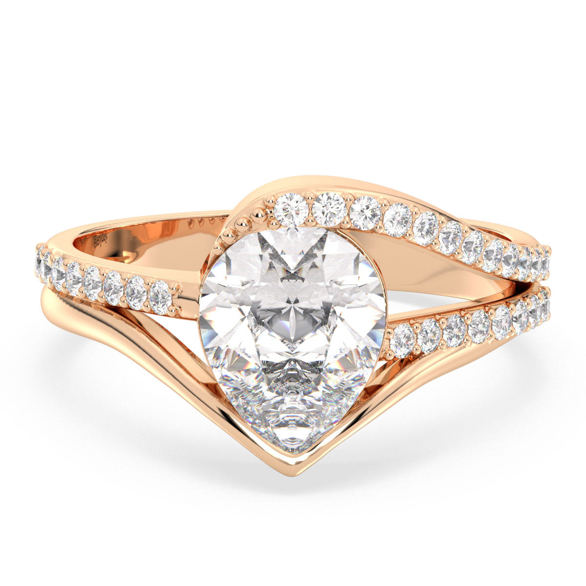 MARGUERITE ELEVATED PEAR CUT LAB GROWN DIAMOND SOLITAIRE ENGAGEMENT RING, GOLD