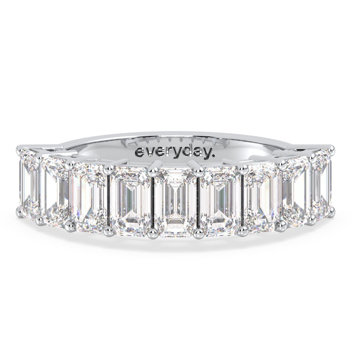 KATE EMERALD CUT LAB GROWN DIAMOND HALF ETERNITY WEDDING RING, GOLD