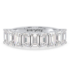 KATE EMERALD CUT LAB GROWN DIAMOND HALF ETERNITY WEDDING RING, GOLD