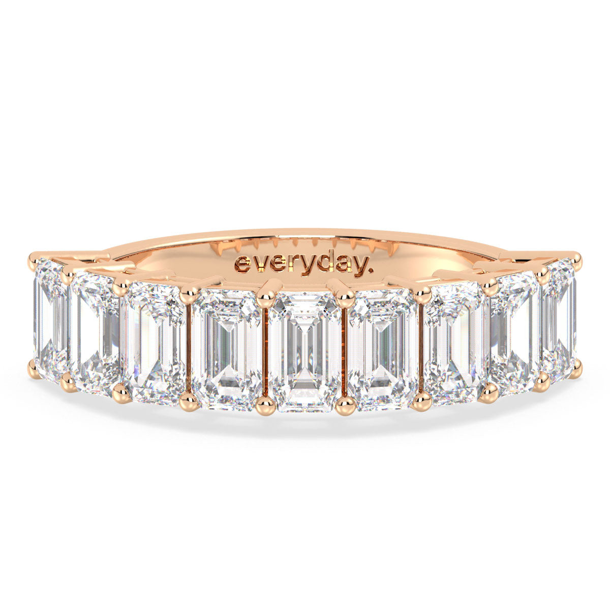 KATE EMERALD CUT LAB GROWN DIAMOND HALF ETERNITY WEDDING RING, GOLD