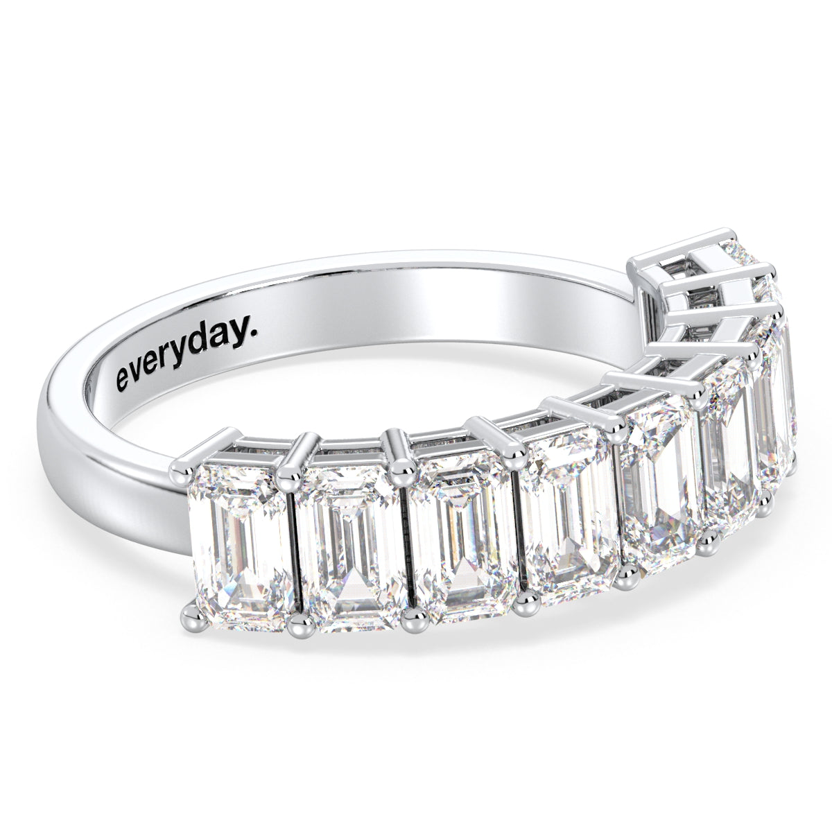 KATE EMERALD CUT LAB GROWN DIAMOND HALF ETERNITY WEDDING RING, GOLD