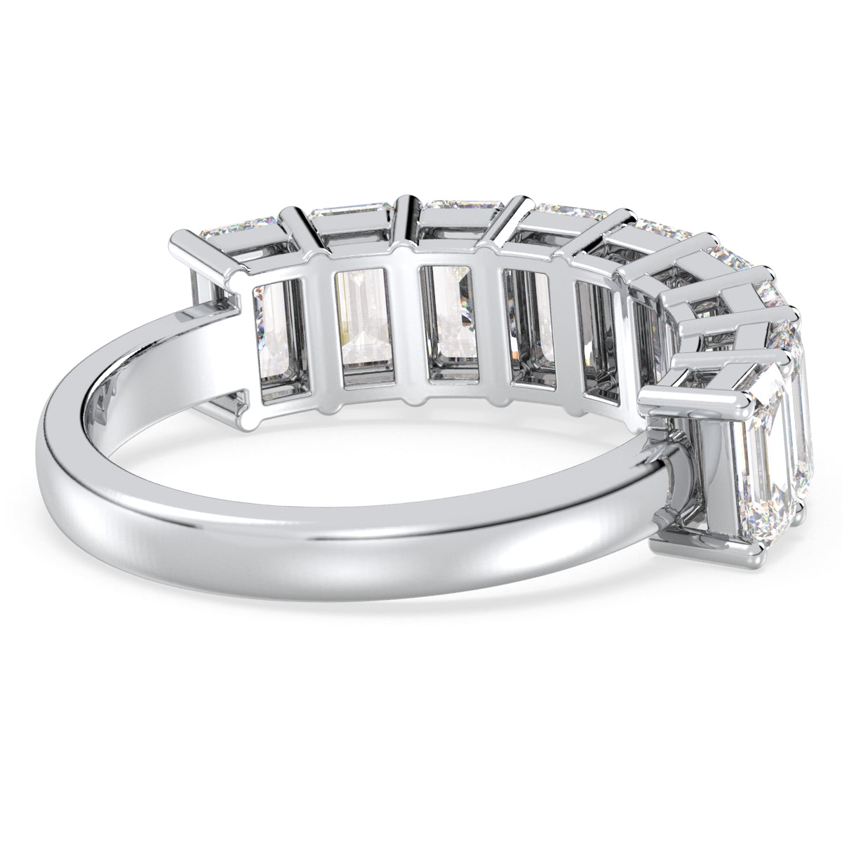 KATE EMERALD CUT LAB GROWN DIAMOND HALF ETERNITY WEDDING RING, GOLD