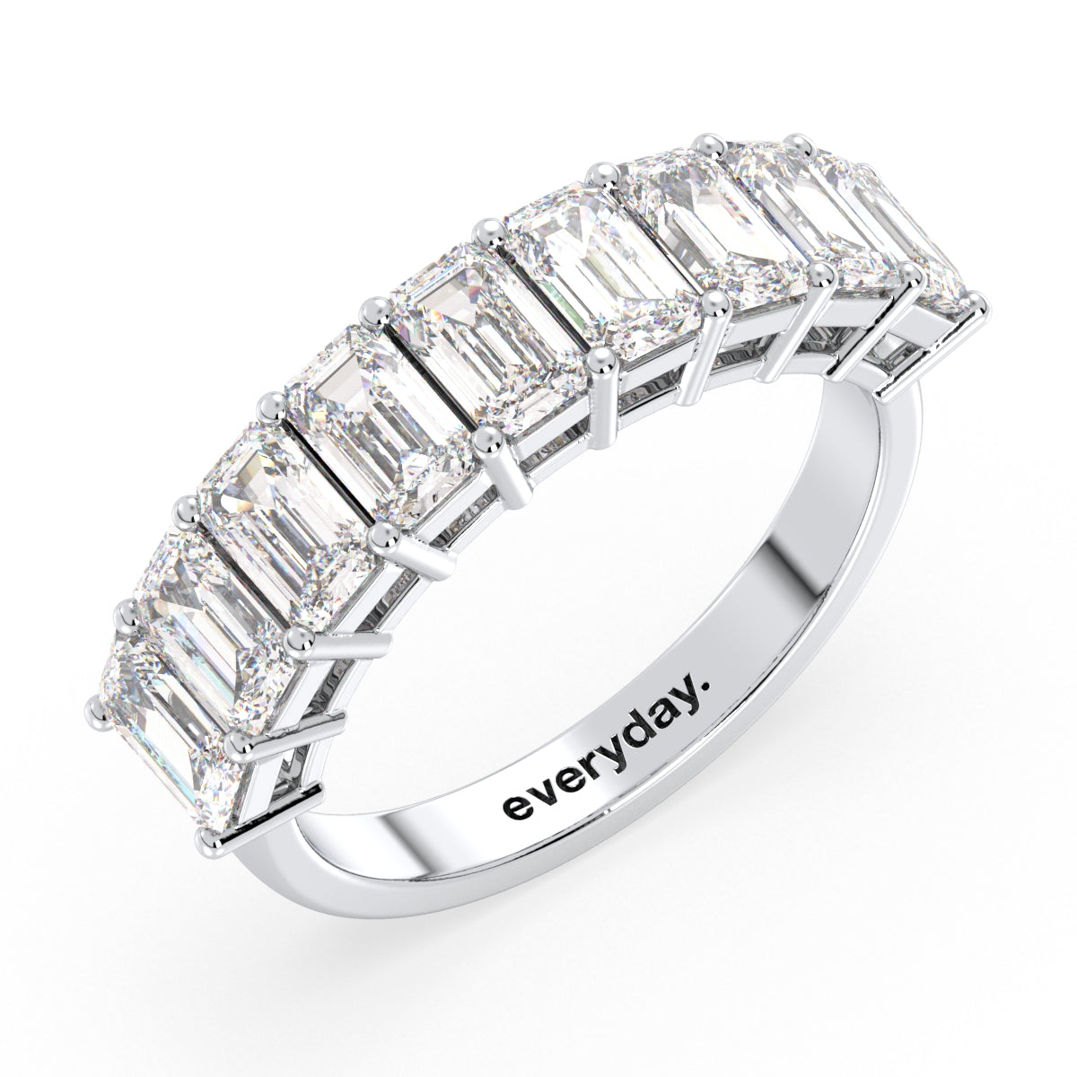 KATE EMERALD CUT LAB GROWN DIAMOND HALF ETERNITY WEDDING RING, GOLD