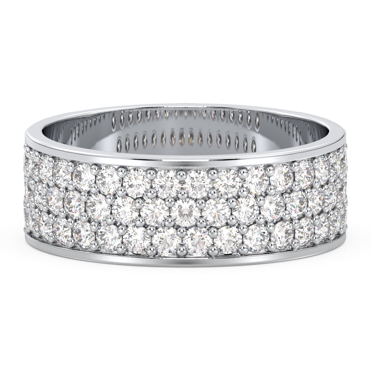 DAISY PAVE SET LAB GROWN DIAMOND WEDDING BAND, GOLD