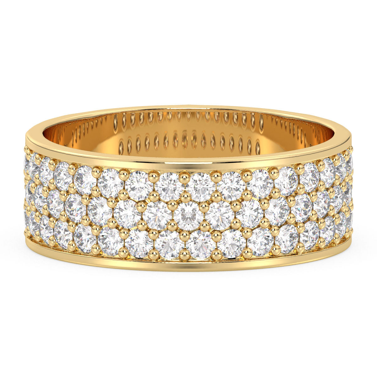 DAISY PAVE SET LAB GROWN DIAMOND WEDDING BAND, GOLD