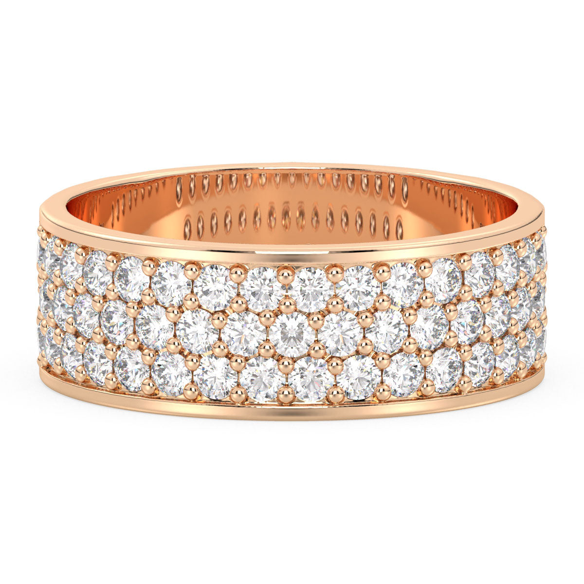 DAISY PAVE SET LAB GROWN DIAMOND WEDDING BAND, GOLD