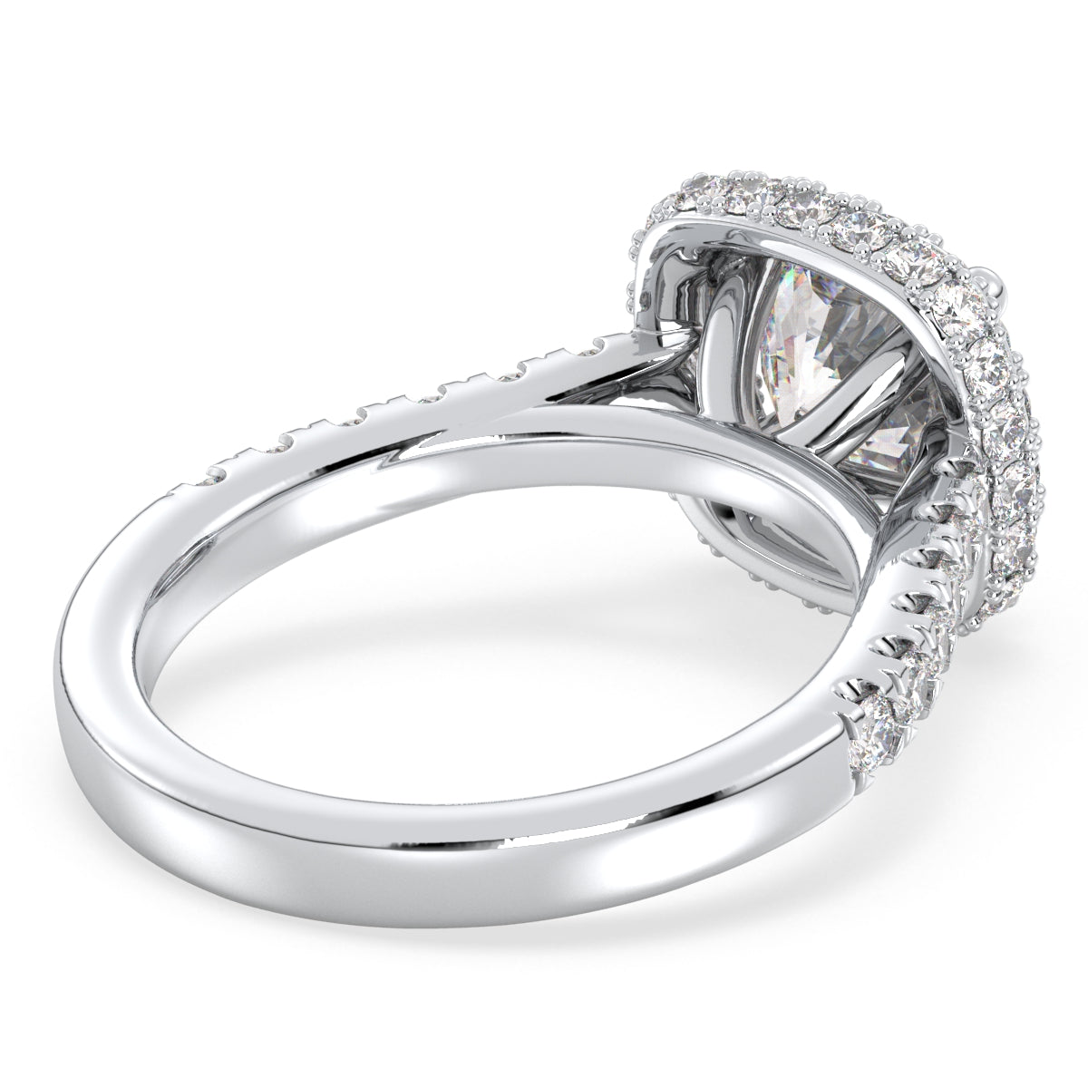 DAMAS HALO CUSHION CUT LAB GROWN DIAMOND SOLITAIRE ENGAGEMENT RING