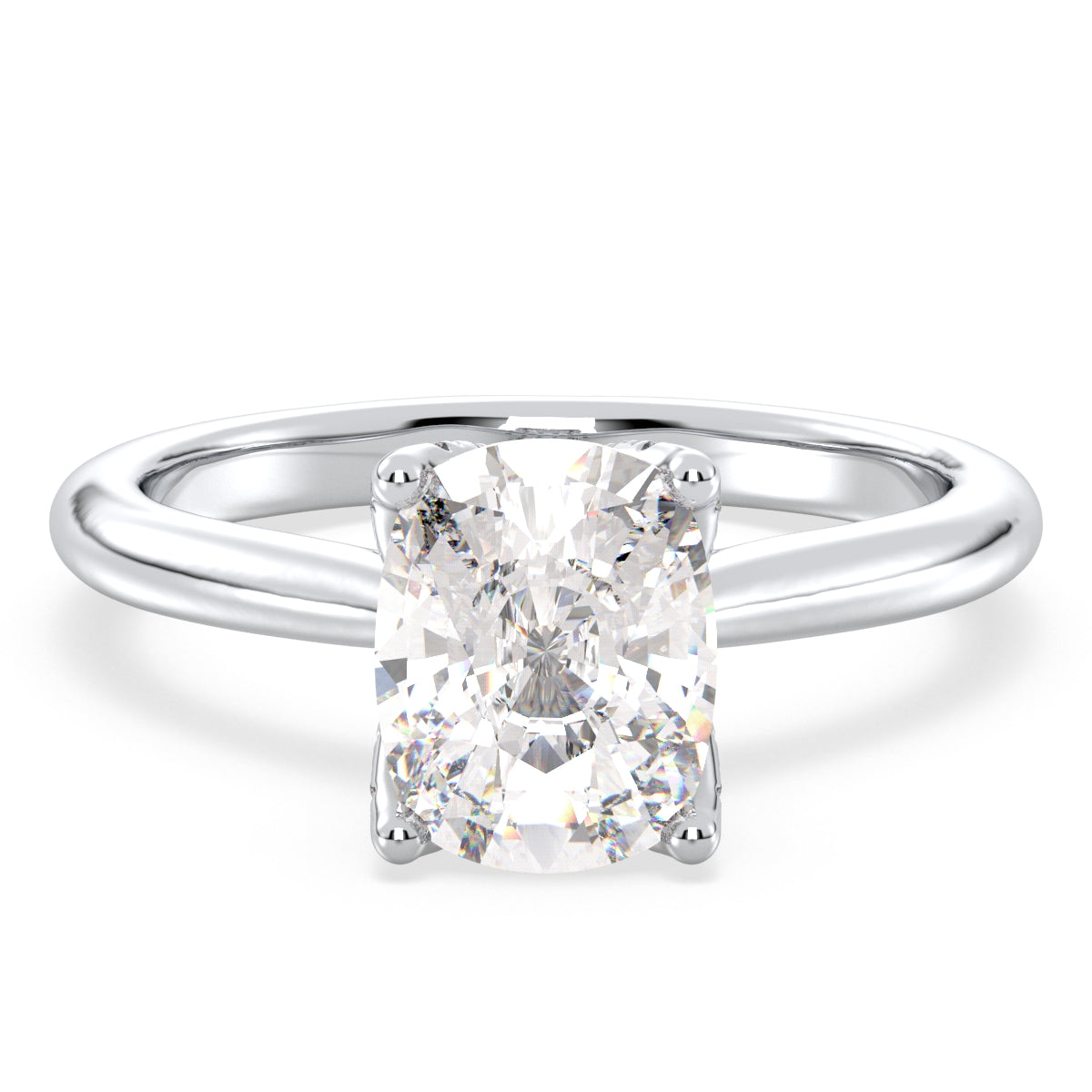 DAMAS CUSHION CUT LAB GROWN DIAMOND SOLITAIRE CLASSIC ENGAGEMENT RING, GOLD