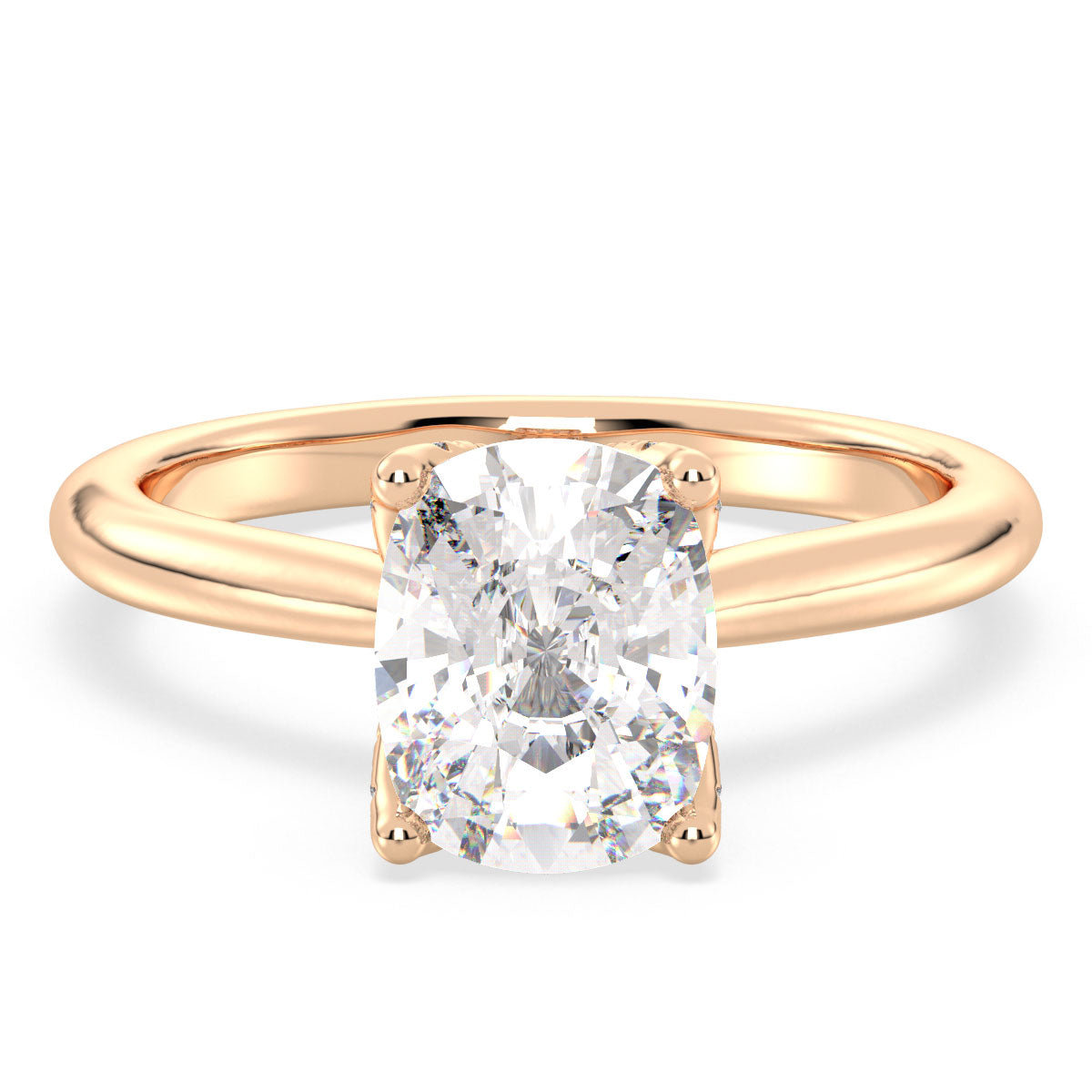 DAMAS CUSHION CUT LAB GROWN DIAMOND SOLITAIRE CLASSIC ENGAGEMENT RING, GOLD