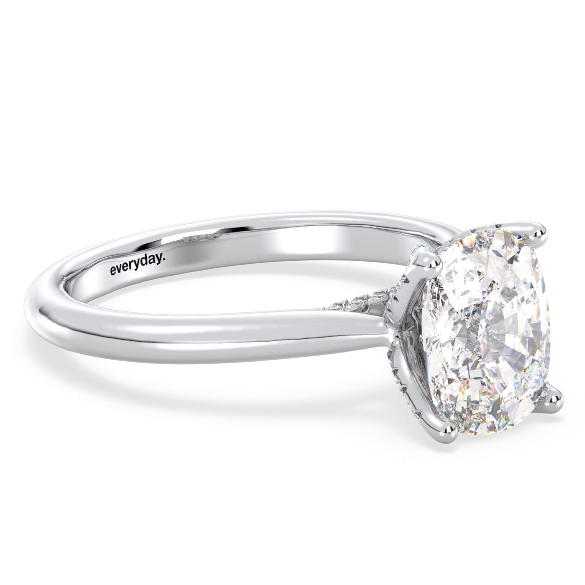 DAMAS CUSHION CUT LAB GROWN DIAMOND SOLITAIRE CLASSIC ENGAGEMENT RING, GOLD