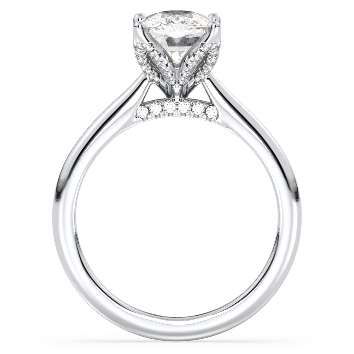 DAMAS CUSHION CUT LAB GROWN DIAMOND SOLITAIRE CLASSIC ENGAGEMENT RING, GOLD