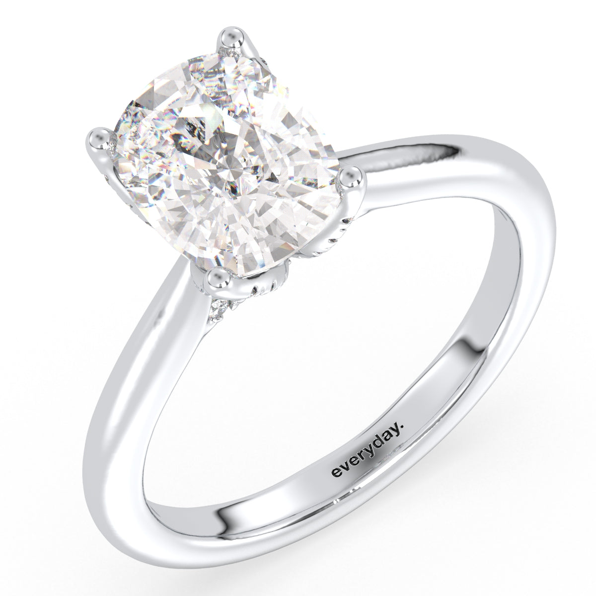 DAMAS CUSHION CUT LAB GROWN DIAMOND SOLITAIRE CLASSIC ENGAGEMENT RING, GOLD