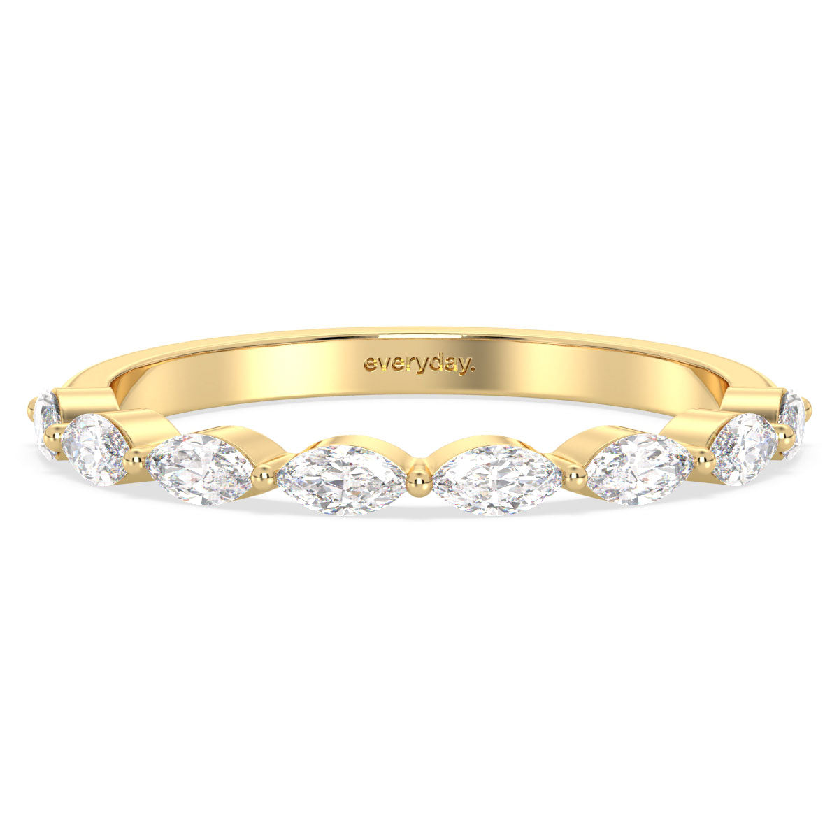 ROSE MARQUISE CUT LAB GROWN DIAMOND HALF ETERNITY STACKABLE WEDDING RING, GOLD