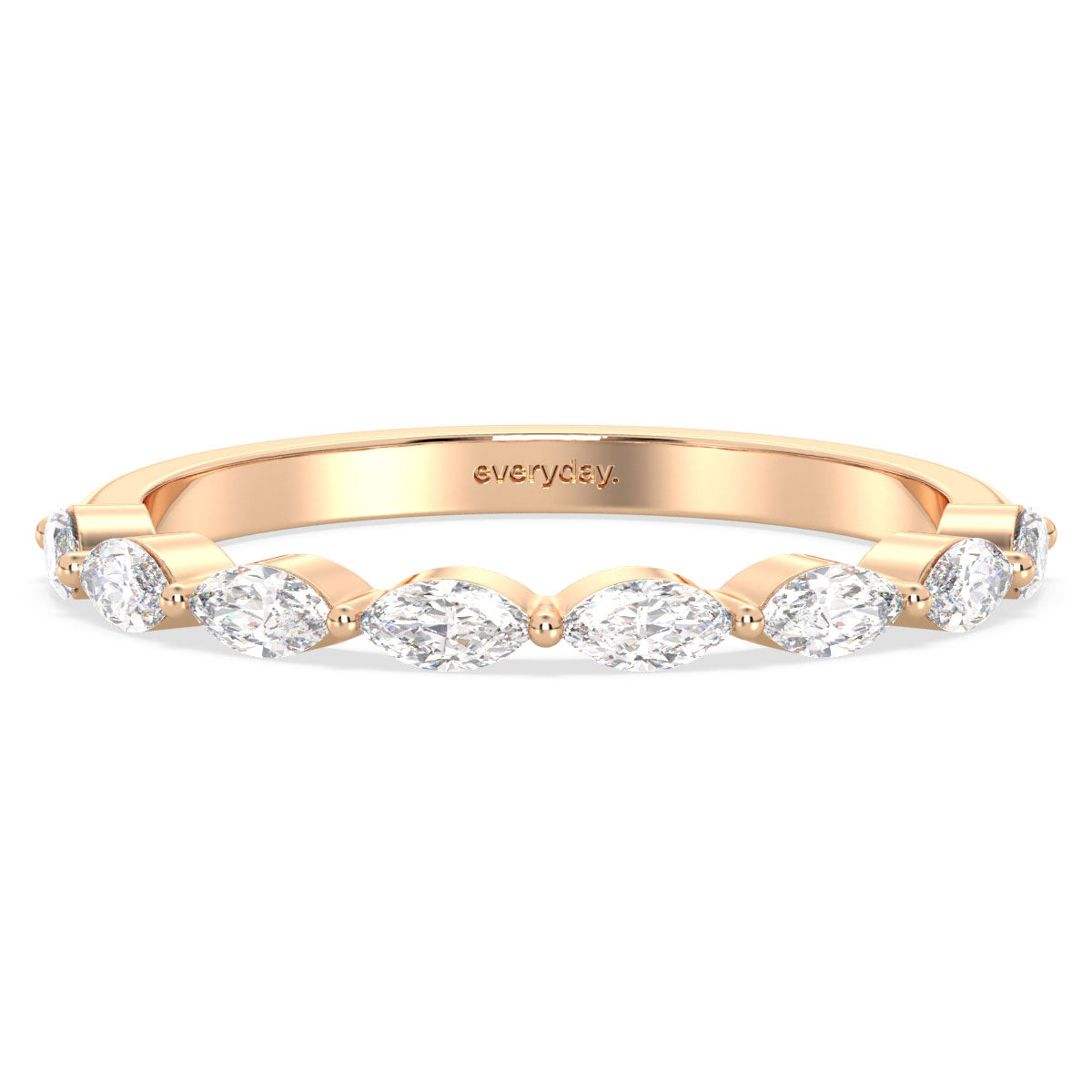 ROSE MARQUISE CUT LAB GROWN DIAMOND HALF ETERNITY STACKABLE WEDDING RING, GOLD