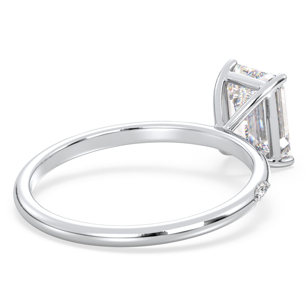 KATE EMERALD CUT LAB GROWN DIAMOND SOLITAIRE ENGAGEMENT ELEGANT RING WITH A STUDDED SHANK, GOLD