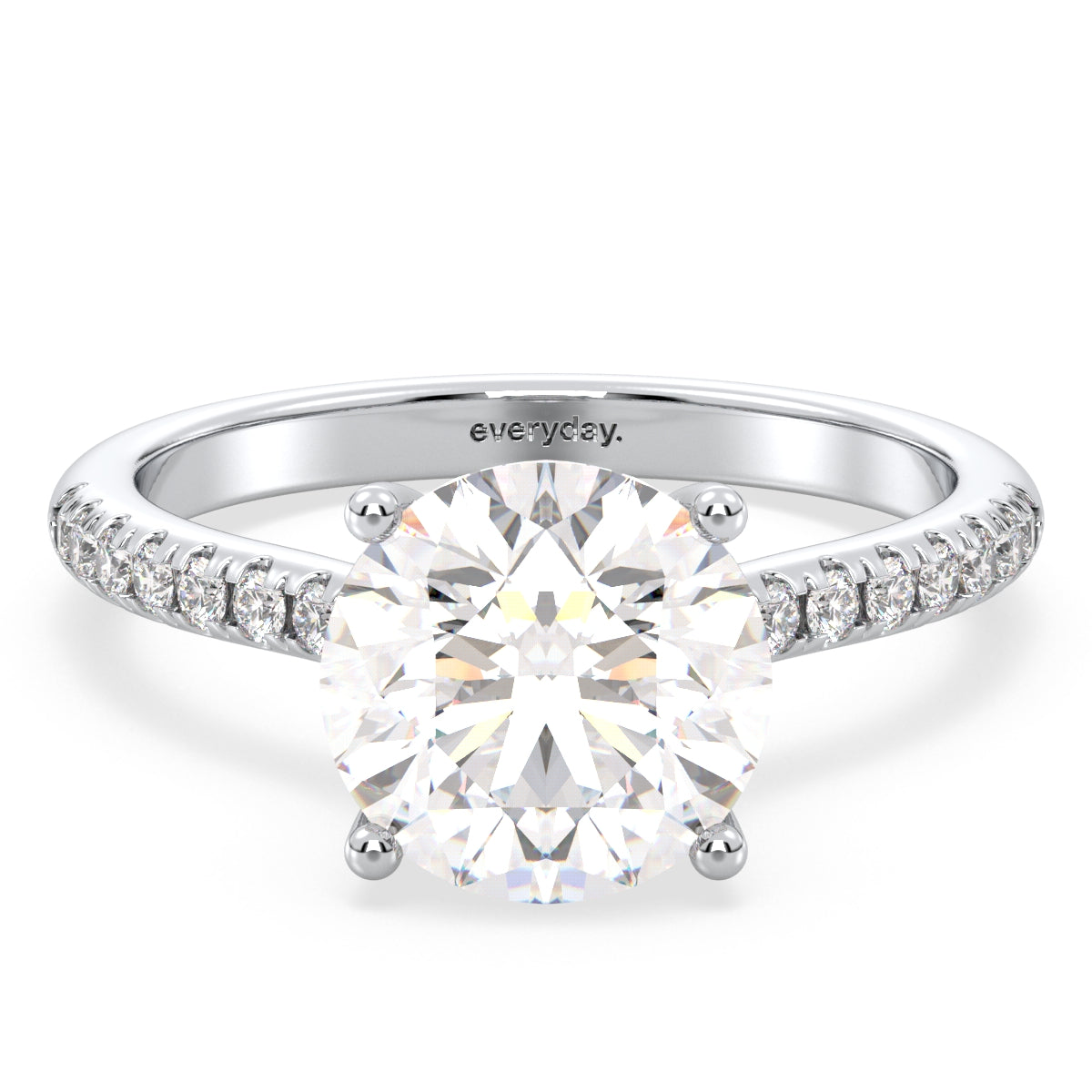 SOPHIA ROUND CUT LAB GROWN DIAMOND SOLITAIRE ENGAGEMENT ELEGANT RING WITH SIDE STONES IN A FANCY SETTING, GOLD