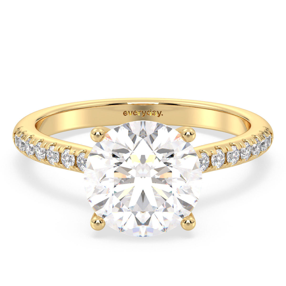 SOPHIA ROUND CUT LAB GROWN DIAMOND SOLITAIRE ENGAGEMENT ELEGANT RING WITH SIDE STONES IN A FANCY SETTING, GOLD