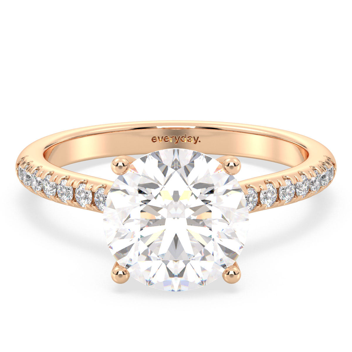 SOPHIA ROUND CUT LAB GROWN DIAMOND SOLITAIRE ENGAGEMENT ELEGANT RING WITH SIDE STONES IN A FANCY SETTING, GOLD