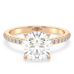 SOPHIA ROUND CUT LAB GROWN DIAMOND SOLITAIRE ENGAGEMENT ELEGANT RING WITH SIDE STONES IN A FANCY SETTING, GOLD