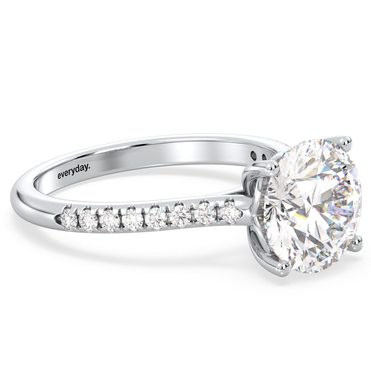 SOPHIA ROUND CUT LAB GROWN DIAMOND SOLITAIRE ENGAGEMENT ELEGANT RING WITH SIDE STONES IN A FANCY SETTING, GOLD