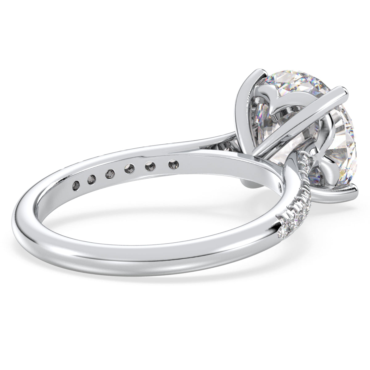 SOPHIA ROUND CUT LAB GROWN DIAMOND SOLITAIRE ENGAGEMENT ELEGANT RING WITH SIDE STONES IN A FANCY SETTING, GOLD