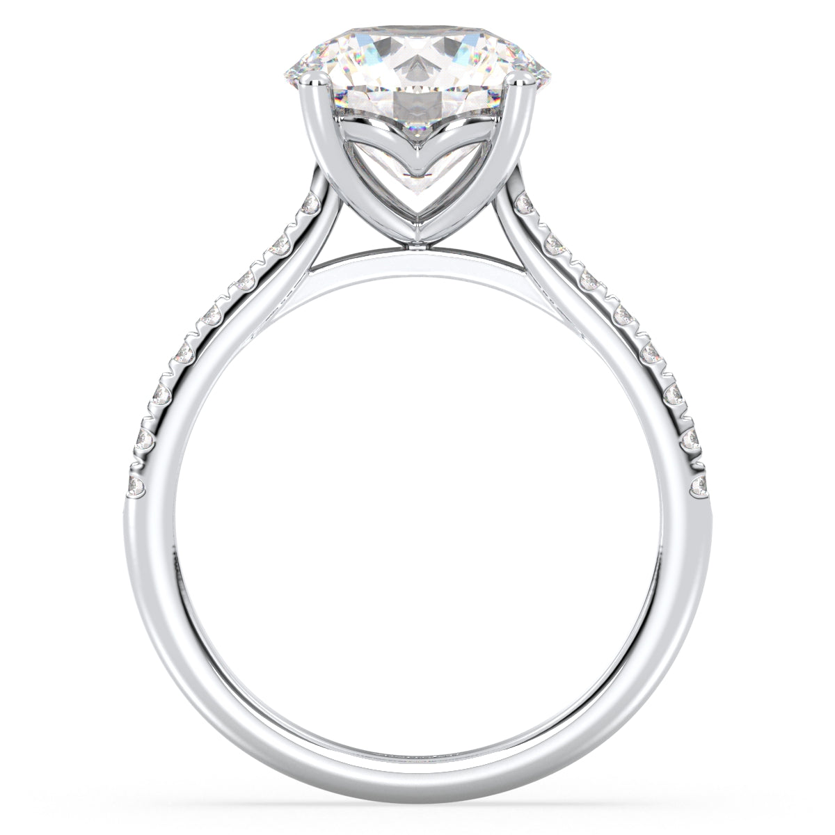 SOPHIA ROUND CUT LAB GROWN DIAMOND SOLITAIRE ENGAGEMENT ELEGANT RING WITH SIDE STONES IN A FANCY SETTING, GOLD