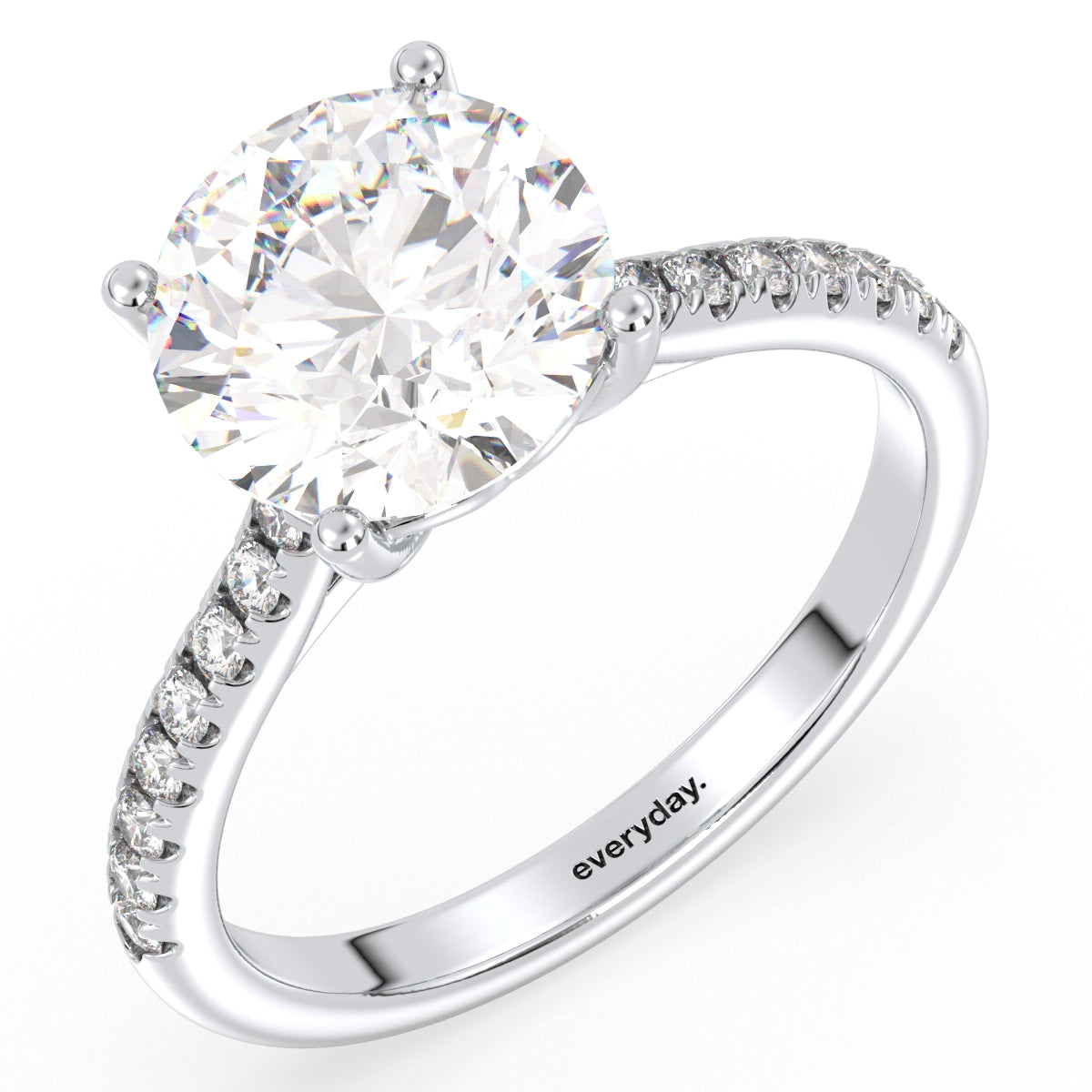 SOPHIA ROUND CUT LAB GROWN DIAMOND SOLITAIRE ENGAGEMENT ELEGANT RING WITH SIDE STONES IN A FANCY SETTING, GOLD