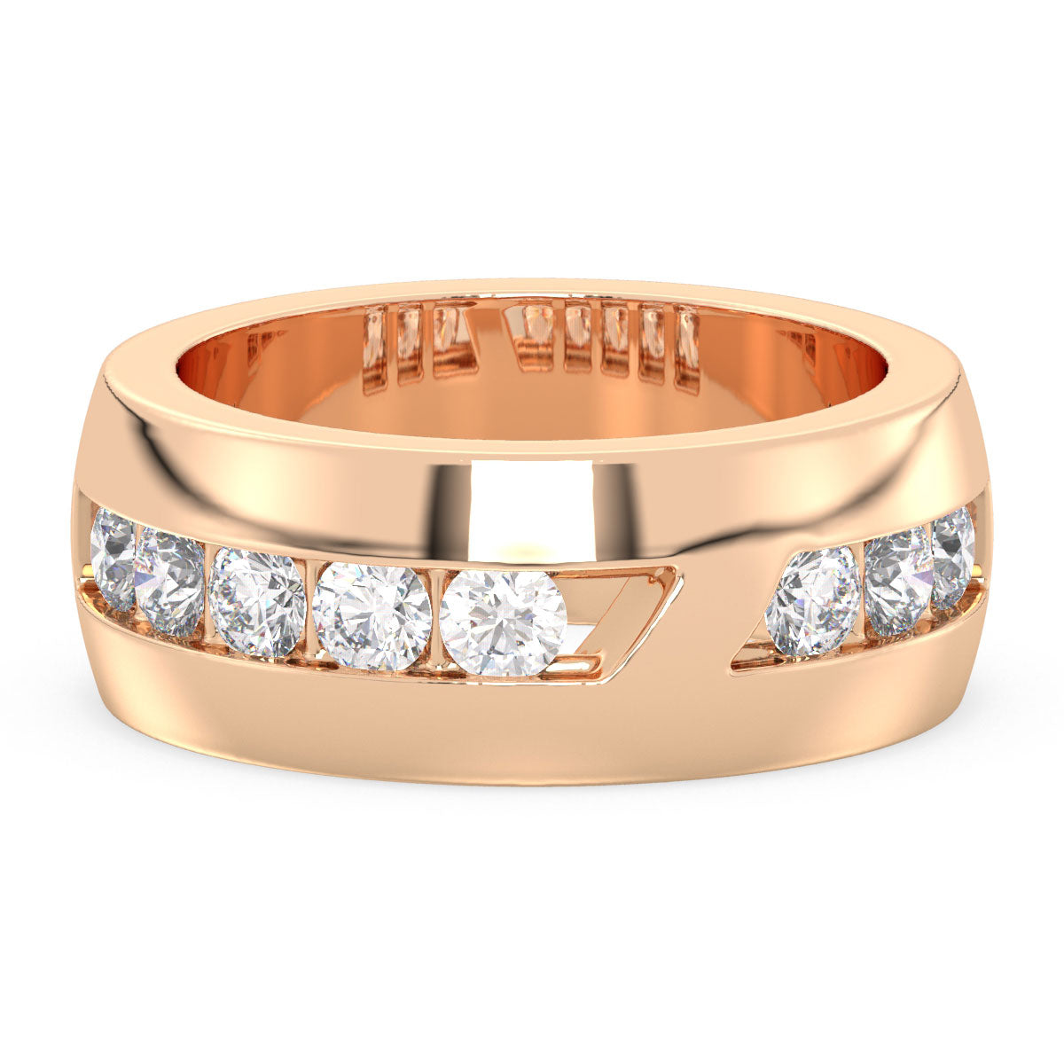 ARTHUR ROUND CUT LAB GROWN DIAMOND CHANNEL SET WEDDING BAND, GOLD