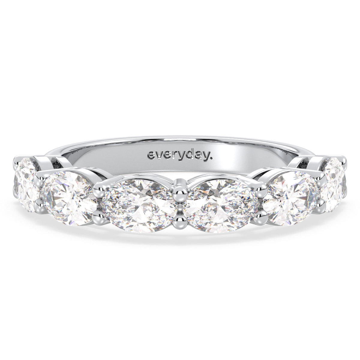 IRENE OVAL CUT LAB GROWN DIAMOND HALF ETERNITY STACKABLE WEDDING RING, GOLD