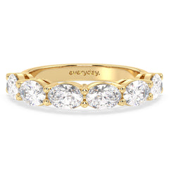 IRENE OVAL CUT LAB GROWN DIAMOND HALF ETERNITY STACKABLE WEDDING RING, GOLD