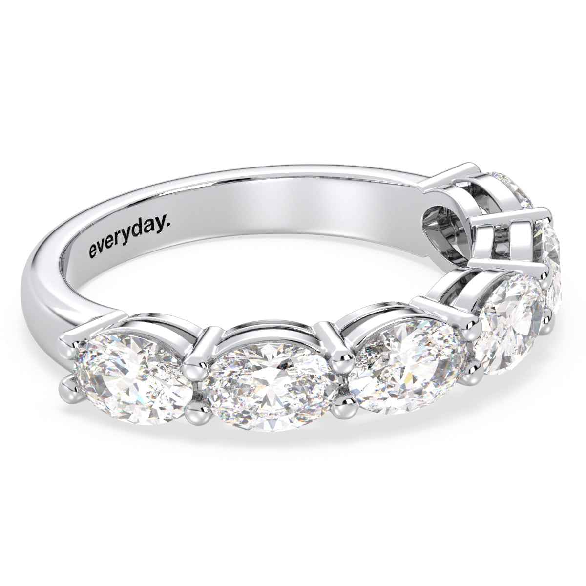 IRENE OVAL CUT LAB GROWN DIAMOND HALF ETERNITY STACKABLE WEDDING RING, GOLD