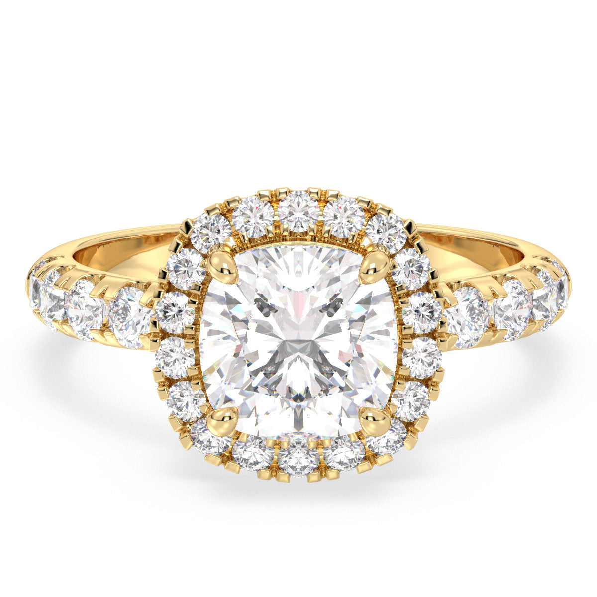 DAMAS ELEVATED HALO CUSHION CUT LAB GROWN DIAMOND SOLITAIRE CLASSY