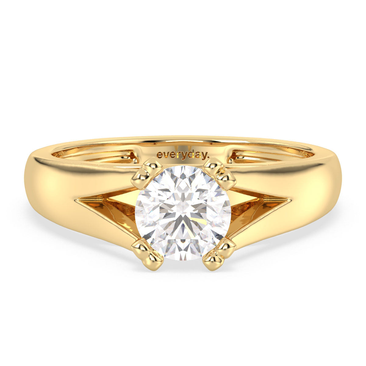 SOPHIA ROUND CUT LAB GROWN DIAMOND SOLITAIRE ENGAGEMENT ELEGANT RING WITH A SPILT SHANK, GOLD