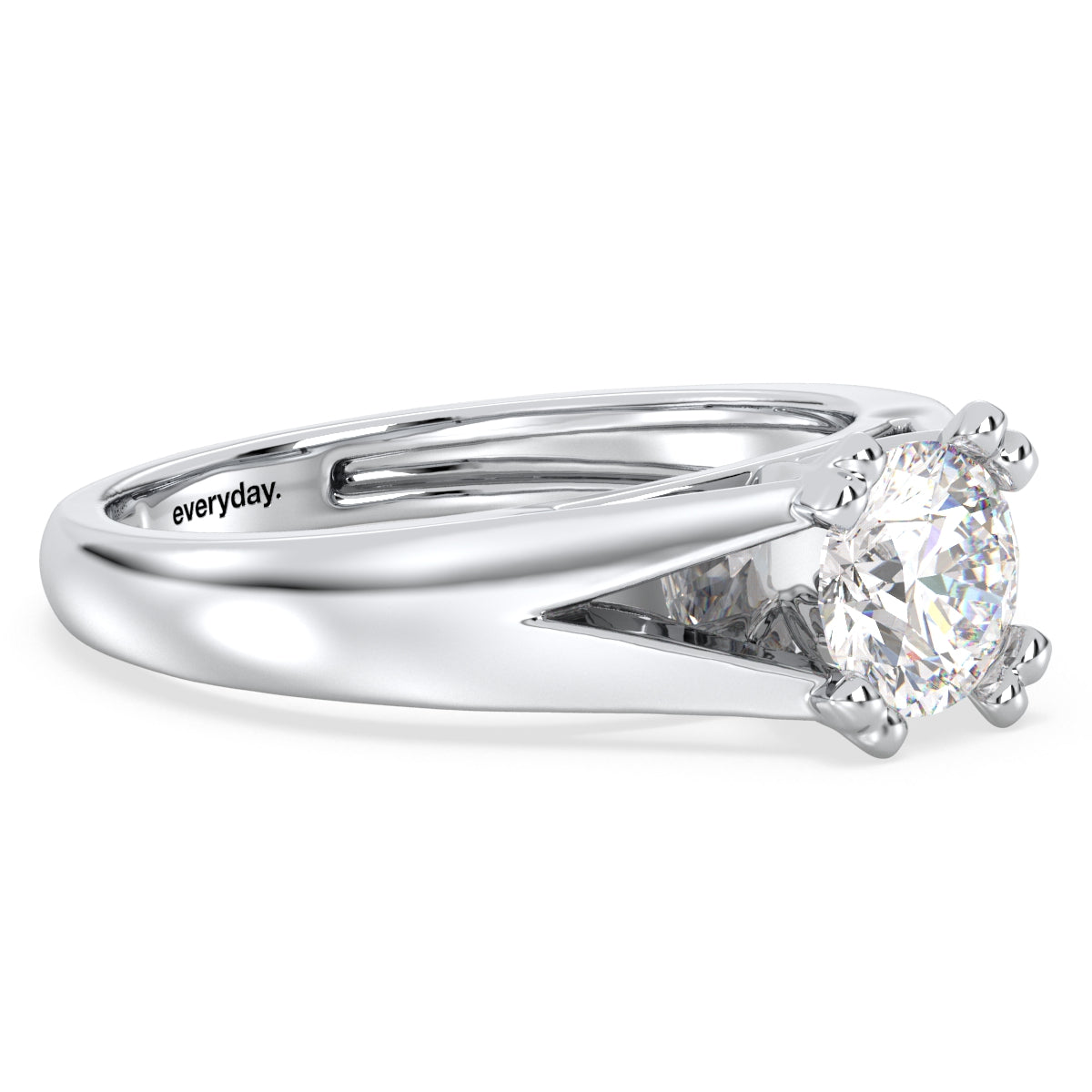 SOPHIA ROUND CUT LAB GROWN DIAMOND SOLITAIRE ENGAGEMENT ELEGANT RING WITH A SPILT SHANK, GOLD